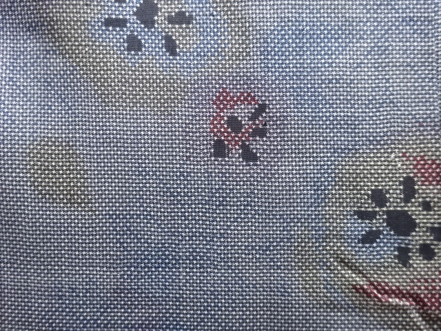 JAPANESE KIMONO / ANTIQUE KIMONO / SILK / DORO OSHIMA TSUMUGI / WOVEN FLOWER / 5MARUKI